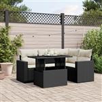 vidaXL 5-delige Loungeset met kussens poly rattan zwart