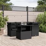 vidaXL 5-delige Loungeset met kussens poly rattan zwart