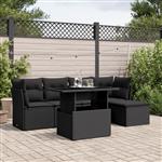 vidaXL 6-delige Loungeset met kussens poly rattan zwart