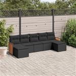 vidaXL 7-delige Loungeset met kussens poly rattan zwart
