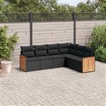 vidaXL 6-delige Loungeset met kussens poly rattan zwart