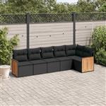 vidaXL 6-delige Loungeset met kussens poly rattan zwart