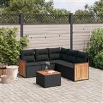 vidaXL 6-delige Loungeset met kussens poly rattan zwart