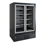 Vries wandmeubel, glazen zijkanten, zelfbediening, klapdeuren - zwarte decoratie | Diamond | TCM20-D