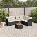 vidaXL 7-delige Loungeset met kussens poly rattan zwart