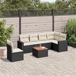 vidaXL 7-delige Loungeset met kussens poly rattan zwart