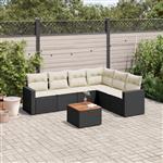 vidaXL 7-delige Loungeset met kussens poly rattan zwart