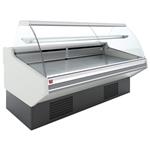 Statische vitrinetoonbank met opslag, gebogen glas - witte voorkant | Diamond | CMN15-S3