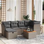 vidaXL 7-delige Loungeset met kussens poly rattan grijs