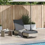vidaXL Ligbed met wielen en kussens poly rattan lichtgrijs