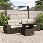 vidaXL 5-delige Loungeset met kussens poly rattan bruin