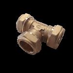 Knelkoppeling T-stuk messing 15mm