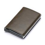 Portemonnee met RFID-creditcardhouder - Vintage leren aluminium etui met geldclip