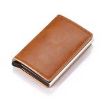 Portemonnee met RFID-creditcardhouder - Vintage leren aluminium etui met geldclip