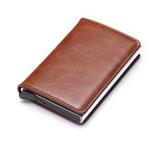 Portemonnee met RFID-creditcardhouder - Vintage leren aluminium etui met geldclip