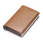 Portemonnee met RFID-creditcardhouder - Vintage leren aluminium etui met geldclip