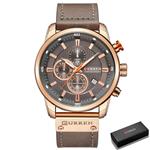 Luxe horloge voor heren met leren band - Quartz Sportchronograaf Polshorloge Klok