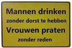 Mannen drinken vrouwen praten reclamebord