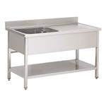 RVS Spoeltafel met bodemschap 700 diep - 1 bak