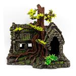 Ruïne met boom 21cm/ Aquariumdecoratie As-155