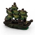 Zeilboot scheepswrak 9,5 cm / Aquariumdecoratie As-189