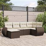 vidaXL 6-delige Loungeset met kussens poly rattan bruin