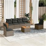 vidaXL 7-delige Loungeset met kussens poly rattan grijs