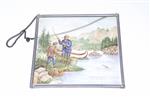 Currier & Ives salmon fishing glas in lood print | 16x16cm
