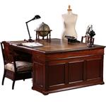 Groot bijna vierkant partnerbureau ca 1900 prachtig doorleefd leer ingelegd schrijfblad [No.217180)