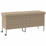 vidaXL Tuinbox met wielen 160x55x75 cm poly rattan beige