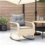 vidaXL Tuinschommelstoel met kussens poly rattan beige
