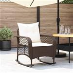 vidaXL Tuinschommelstoel met kussens poly rattan bruin