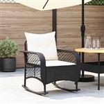 vidaXL Tuinschommelstoel met kussens poly rattan zwart
