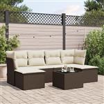 vidaXL 7-delige Loungeset met kussens poly rattan bruin