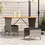 vidaXL Tuintafel met acaciahouten blad 105x75x72 cm poly rattan grijs