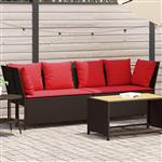 vidaXL Tuinbank met kussens poly rattan bruin