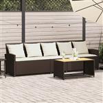 vidaXL Tuinbank 5-zits met kussens poly rattan bruin