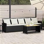 vidaXL Tuinbank 5-zits met kussens poly rattan zwart