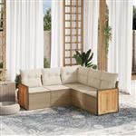 vidaXL 5-delige Loungeset met kussens poly rattan beige