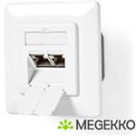 Netwerk Wanddoos | Inbouw | 2 poort(en) | CAT7 | Recht | Female | Goud Verguld | PVC | Ivoor | Doos