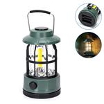 Camping LEDlamp op batterijen (exclusief) - tentlamp warmwit groen - dimbare noodlamp met handvat