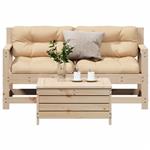 vidaXL 3-delige Loungeset met kussens massief grenenhout