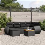 vidaXL 7-delige Loungeset met kussens poly rattan zwart