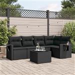 vidaXL 6-delige Loungeset met kussens poly rattan zwart