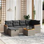 vidaXL 7-delige Loungeset met kussens poly rattan grijs
