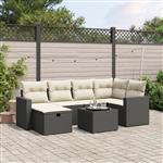 vidaXL 7-delige Loungeset met kussens poly rattan zwart