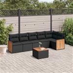 vidaXL 7-delige Loungeset met kussens poly rattan zwart
