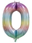 0 Jaar Helium Ballon Regenboog Pastel Leeg 86cm