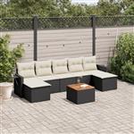 vidaXL 8-delige Loungeset met kussens poly rattan zwart