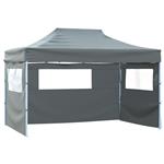 vidaXL Partytent met 3 zijwanden inklapbaar 3x4 m staal antraciet